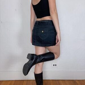 Y2k black cargo mini skirt